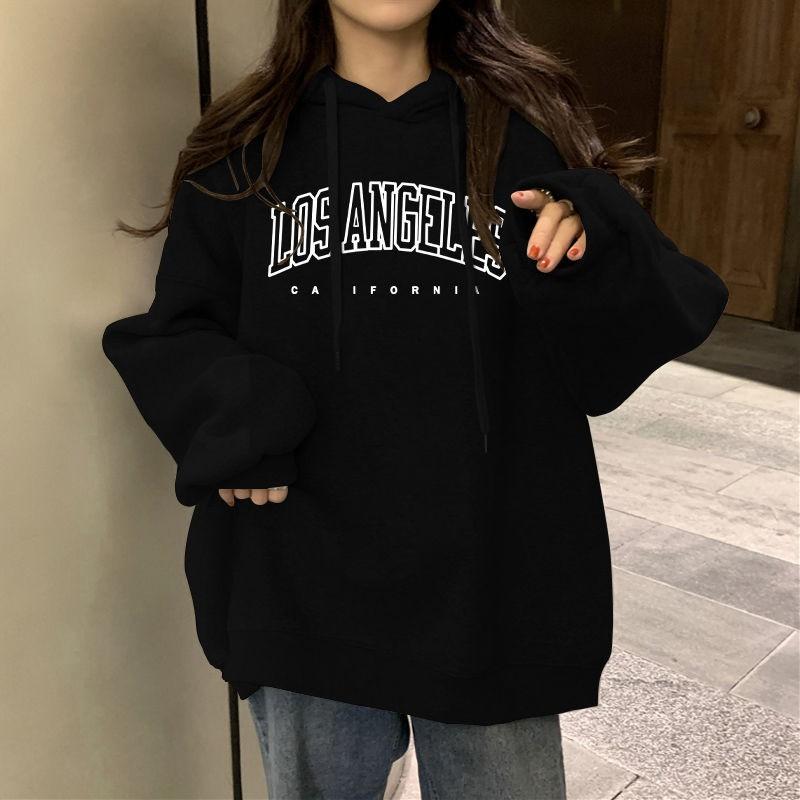 Womens Oversized Hooded Sweatshirt Letter Print Casual Fall 2026 Loose Fit Top
