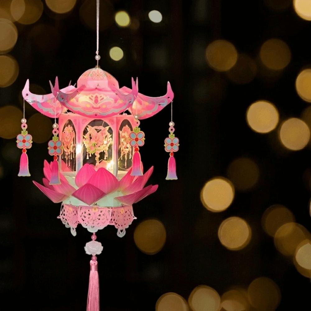 PVC Mid-Autumn Festival Lantern Glowing Handheld Lantern Portable Hanging LED Lantern Gift Style E