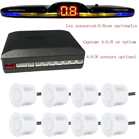 

Multiple Radar Parking Sensor Kit Backlight Park tronic LED Display System Backup Monitor Detector Assistant 4/6/8 Radar Sensor 4 sensors белый