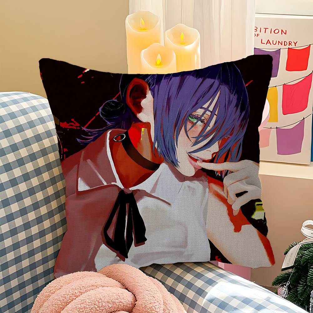 Anime Chainsaw Man Reze Arc Cushion Cover Car Throw Pillow Case For Sofa Car Christmas Gift 40x40cm 45x45cm