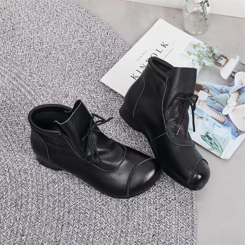 Fashion AIYUQI 2025 new women's Leather boots Vintage flat ankle boots for women Large size comfortable winter female boots