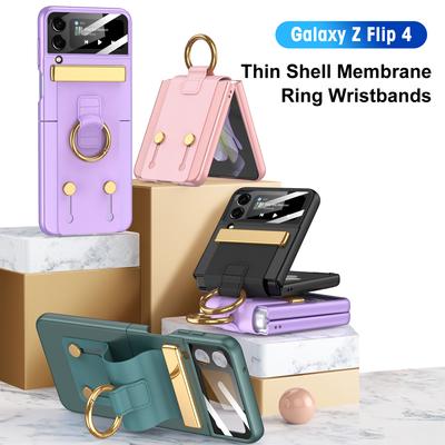 Do etui Samsung Galaxy Z Flip 4 Ultracienki regulowany pasek na nadgarstek z uchwytem pierścieniowym z lustrzaną folią Ultracienki matowy pokrowiec odporny na wstrząsy