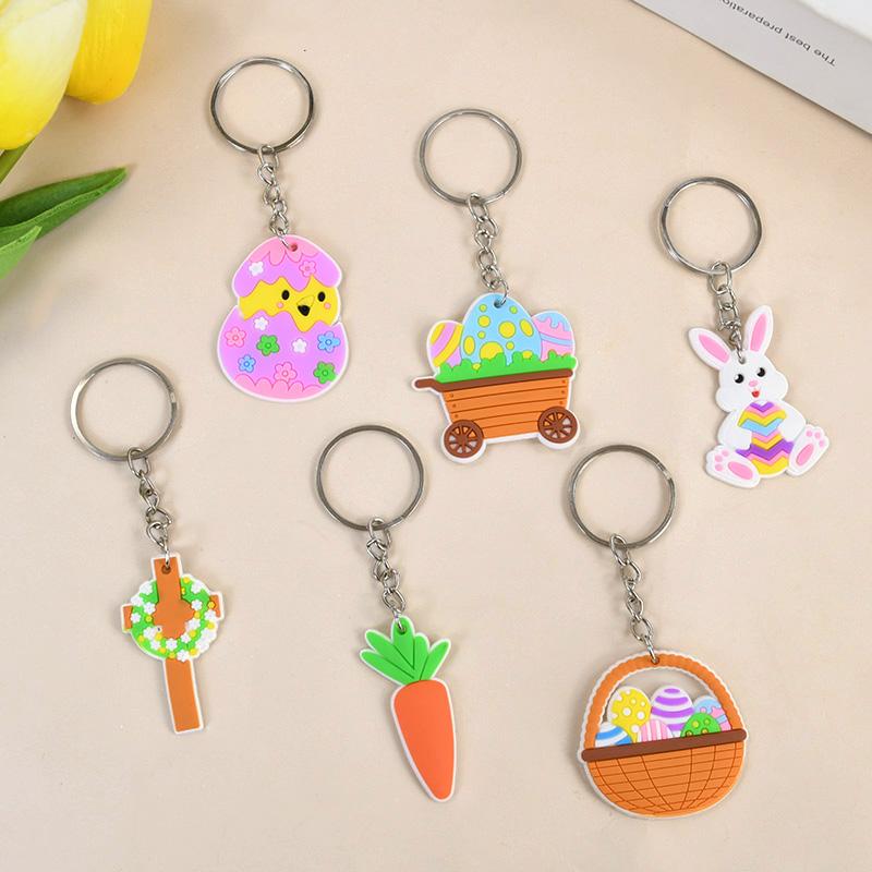 Easter Kids Gift Rabbit Eggs Wristband Silicone Ring Keychains Happy Easter Birthday Party Favors Goodie Bag Basket Filler Toys