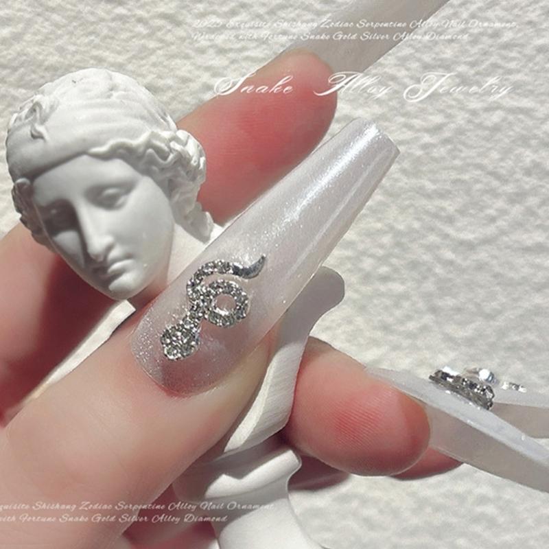 5 Pcs Snake Nails Charms Nails Art Rhinestones 3D Snake Nails Art Charms Nails Art Decorations for Crafts Jewelry Making