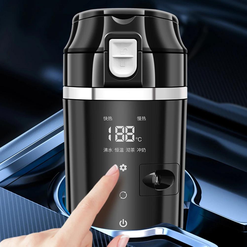 12V/24V Car Heated Smart Mug Digital LCD Display Coffee Milk Heated Kettle Smart Temperature Control Thermos Cup Stainless Steel