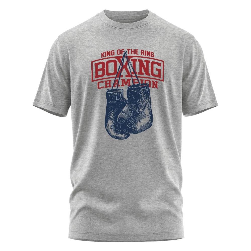 Unisex King Of The Ring Boxing Champion Fashion Creative Funny Cotton T Shirt For Unisex Unisex Vintage Gym Apparel Tops Tees