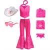 Disfraz de Purim de Película Vaquera Chaleco Rosa Superior Y Pantalones Acampanados Para Niños Fiesta de Cumpleaños de Halloween Ropa de Carnaval para Niñas