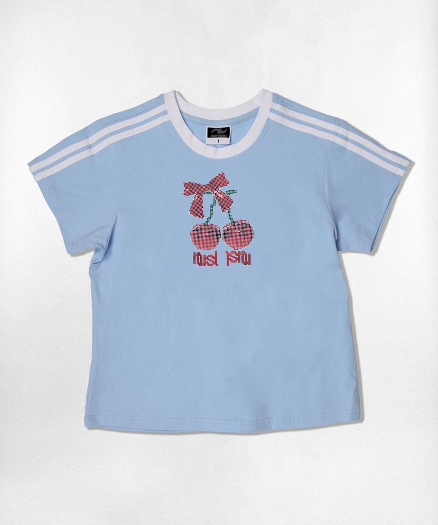 Nasyujeueol Dot Cherry Semi-Crop Short Sleeve T-Shirt 6 Colors