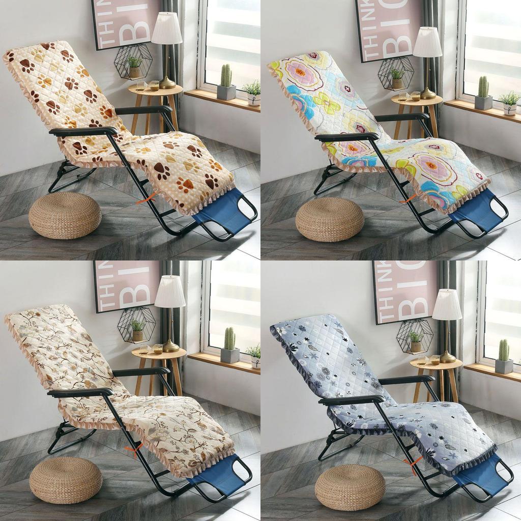 Luxurious Washable Flannel Deck Chair Cushion With Thick Padded Flower Print Design