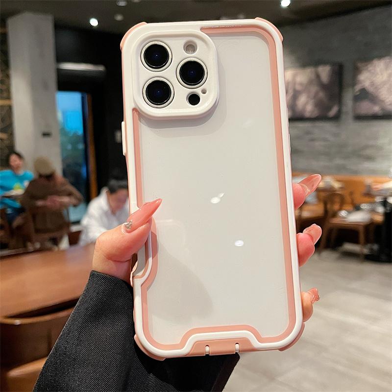 Luxury Simple Color Collision Acrylic Phone Case For iPhone 16 15 14 Plus 13 12 Pro Max 11 Hard Shockproof Proteciton Back Cover