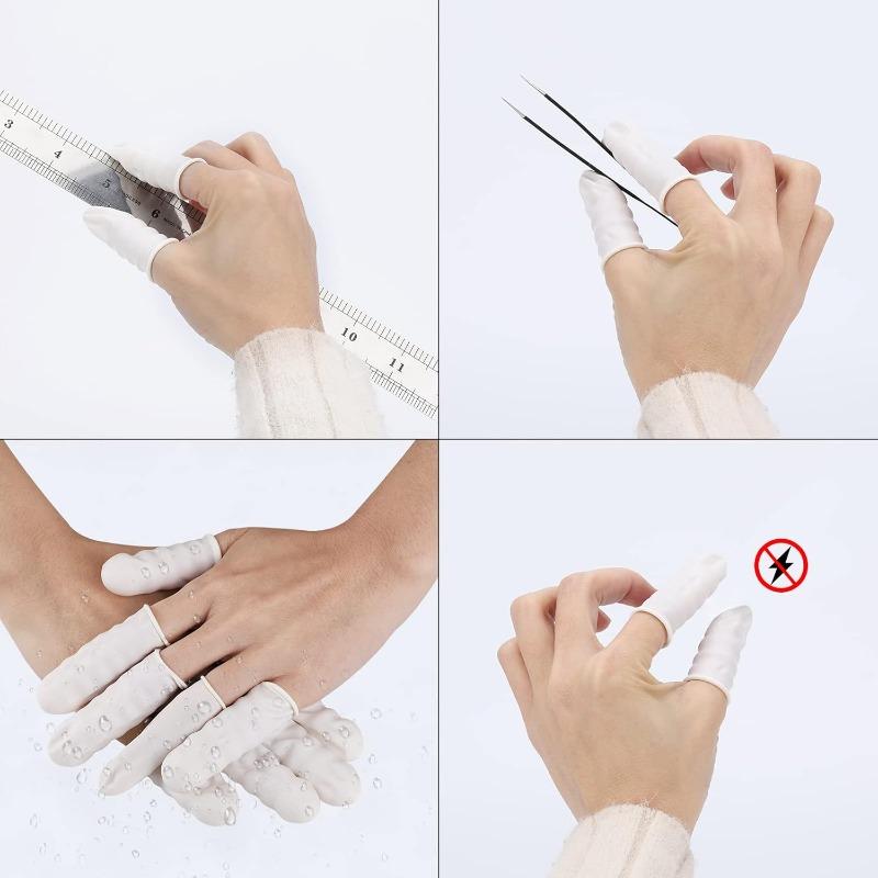 200 Pcs Disposable Finger Cover Natural Rubber Gloves Non-slip Latex Finger Cots Fingertips Protector Gloves Non-toxic Nail Tool