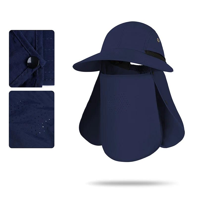 Fishing Hat With Mask Removable Sun Hat Cap Outdoor Sun Protection Wide Brim Camping Hunting Hiking Mask Scarf Hats Waterpeoof Fisherman Hat
