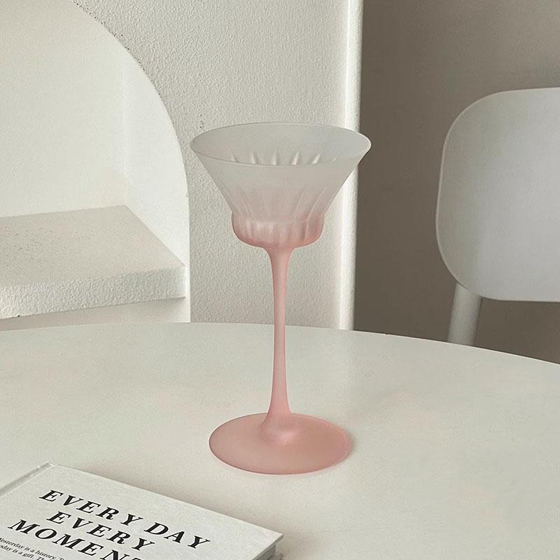 Japanese Style High Aesthetic Frosted Fink Goblet Women New Household 110ml Creative Cocktail Glass 2025 Round Crystal Glass