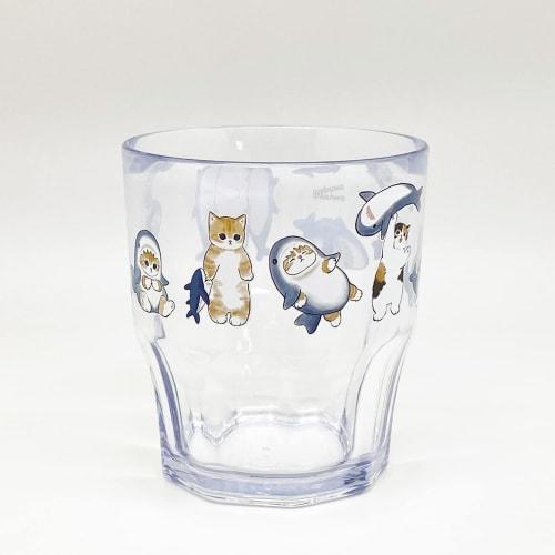 OSK mofusand Glass Tumbler, Blue, 300ml, Dishwasher Safe, Made in Japan, C-7