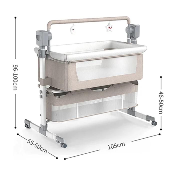 Electric Cradle Baby Bed - Magic ZC - Bluetooth with Music, Multifunctional Co-sleeper Bed, 5-speed Rocker - Light Grey