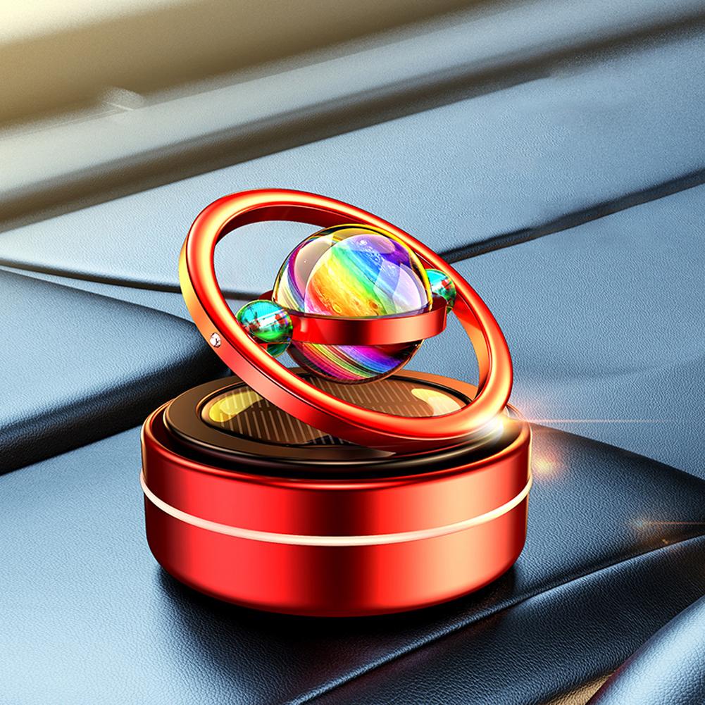 Solar Car Air Freshener Interstellar Double Ring Rotating Car Perfume Fragrance Aromatherapy Diffusing Car Interior Decor