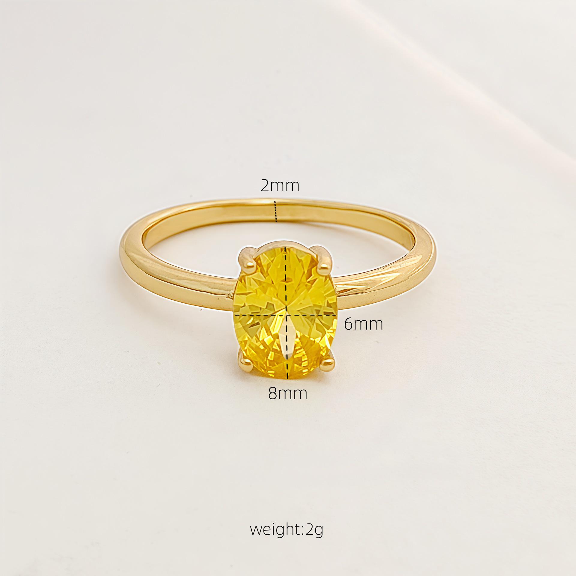 

Гальванизированное Настоящим Золотом Супер Блестящее Овальное Циркониевое Кольцо - Женский Легкий Роскошный Высококлассный Стиль Size 7