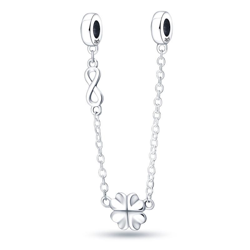 925 Silver Fashion Star Moon Safety Chain Spacer Beads Charm Beads for Original Bracelet Beautiful DIY Jewelry