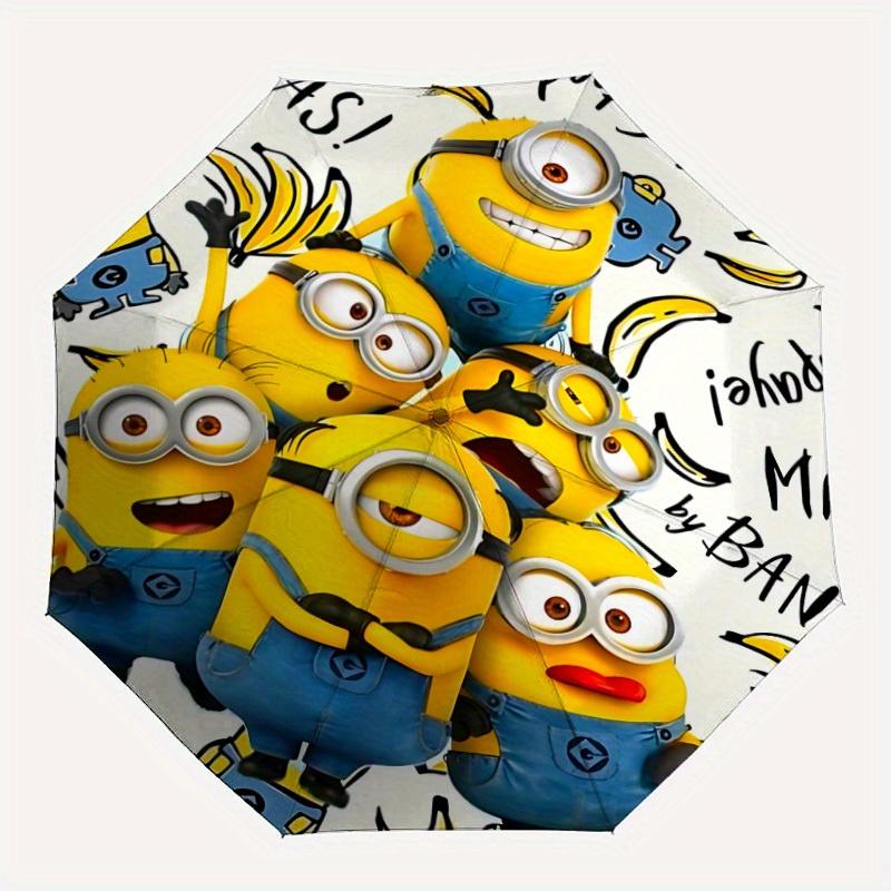 

1pc Minions Bananas Self-Folding Umbrella, 8-Bone Compact Travel Umbrella, Durable Plastic And Iron Frame130