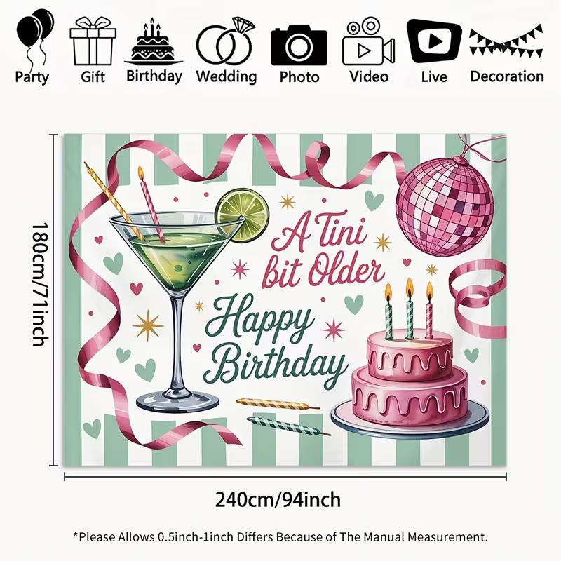 

2D Martini Cocktail Disco Ball Birthday Photography Background 47.2x31.5inch/120*80cm