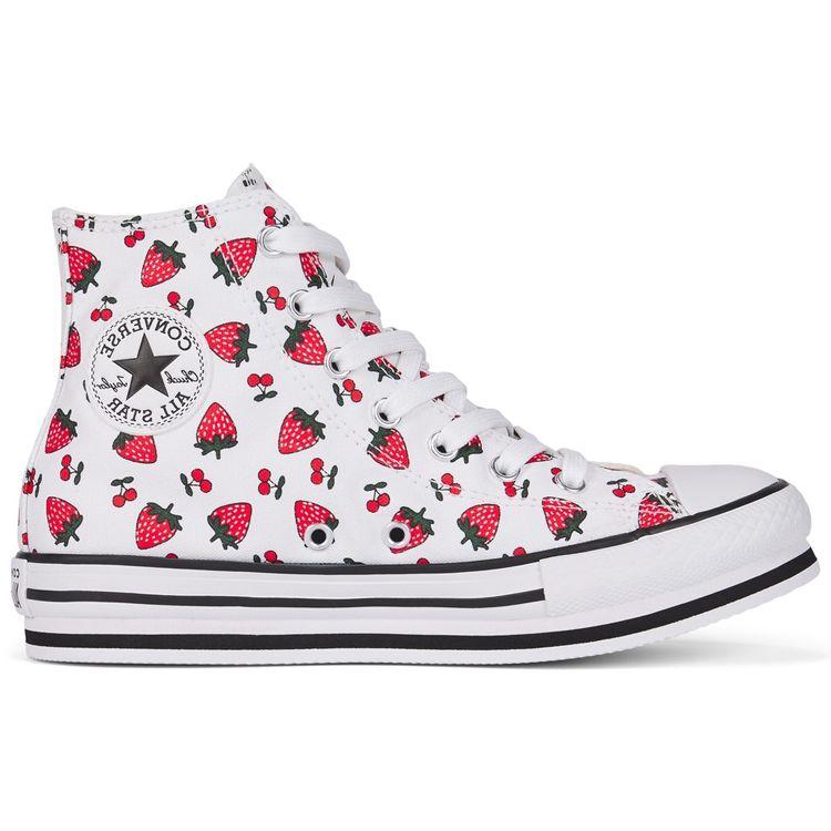 Converse Chuck Taylor All Star Platform Eva High Top Kids Canvas Shoes Fruit White Red Kids sneaker 668016C