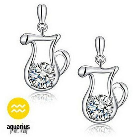 Wei Hua Retro Zodiac Silver-Plated Zircon Stud Earrings for Women