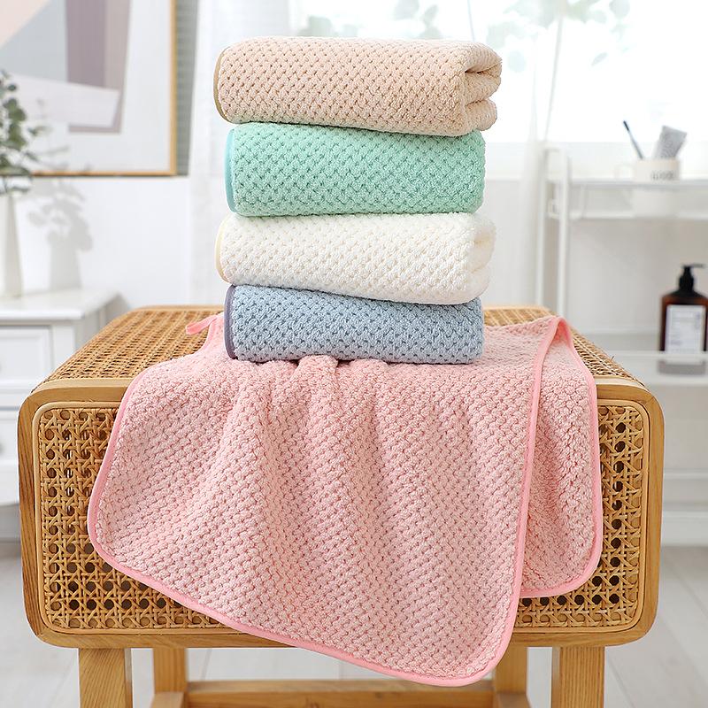 Japanese Coral Fleece Towel Honeycomb Waffle Pineapple Grid Towel Simple Solid Color Soft Skin-friendly Absorbent Cotton Face Towel