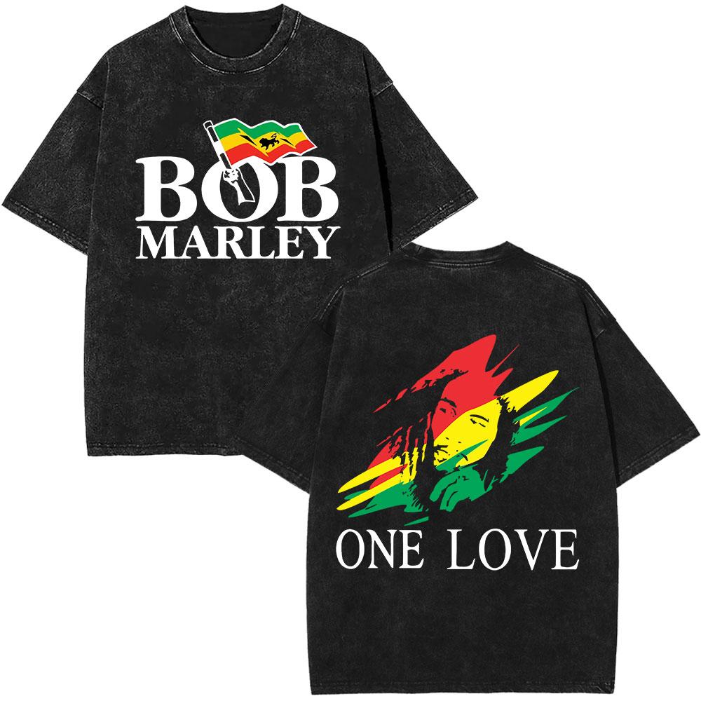 Bob Marley Legend Portrait Face Washed T Shirt Reggae Music Men Women Vintage Hip Hop Tshirt Cotton Casual Short Sleeve Tshirts