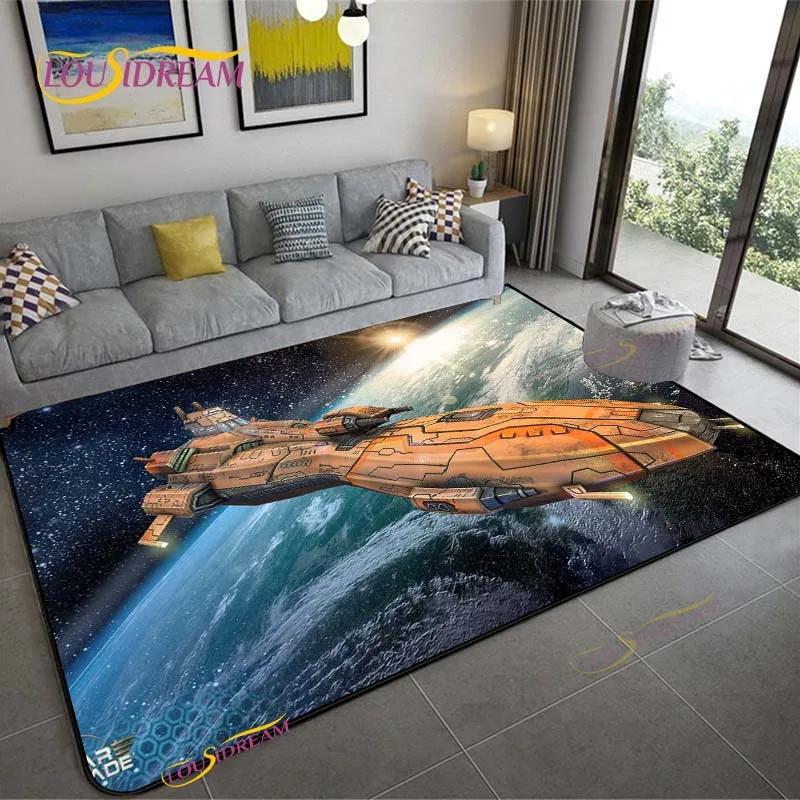 3D Space Ship Station Carpet for Living Room Bedroom Table Cinema Rug Kitchen Door Kids Un-slip Floor Mat Alfombra Birthday Gift