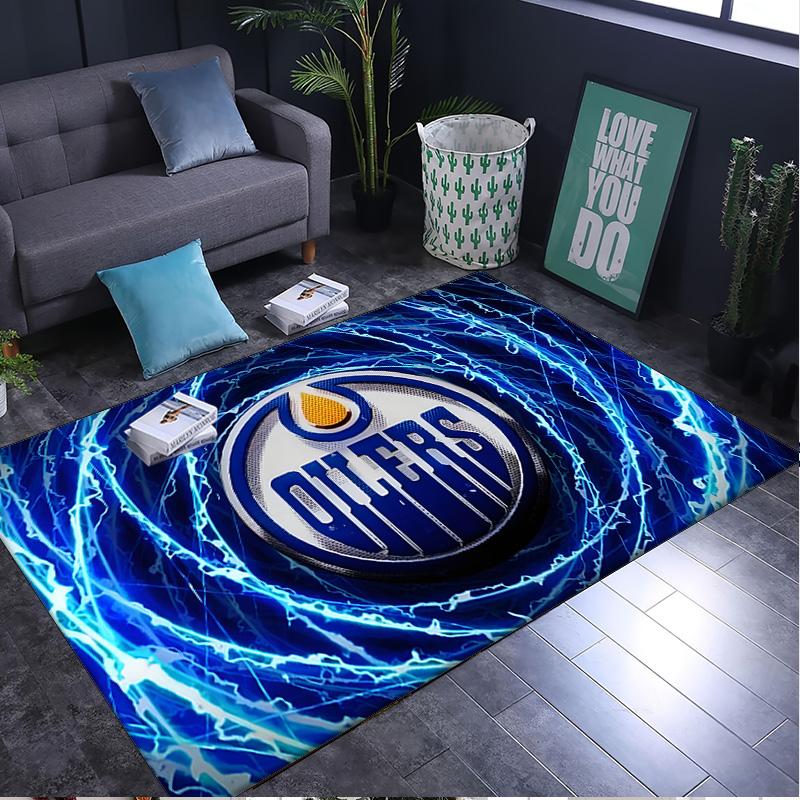 Edmonton Oilers Rug Area rug for Livingroom, Bedroom, Palyroom, Chair Rug, Office Rug, Floor mat, Large Size Fan Christmas Birthday gift