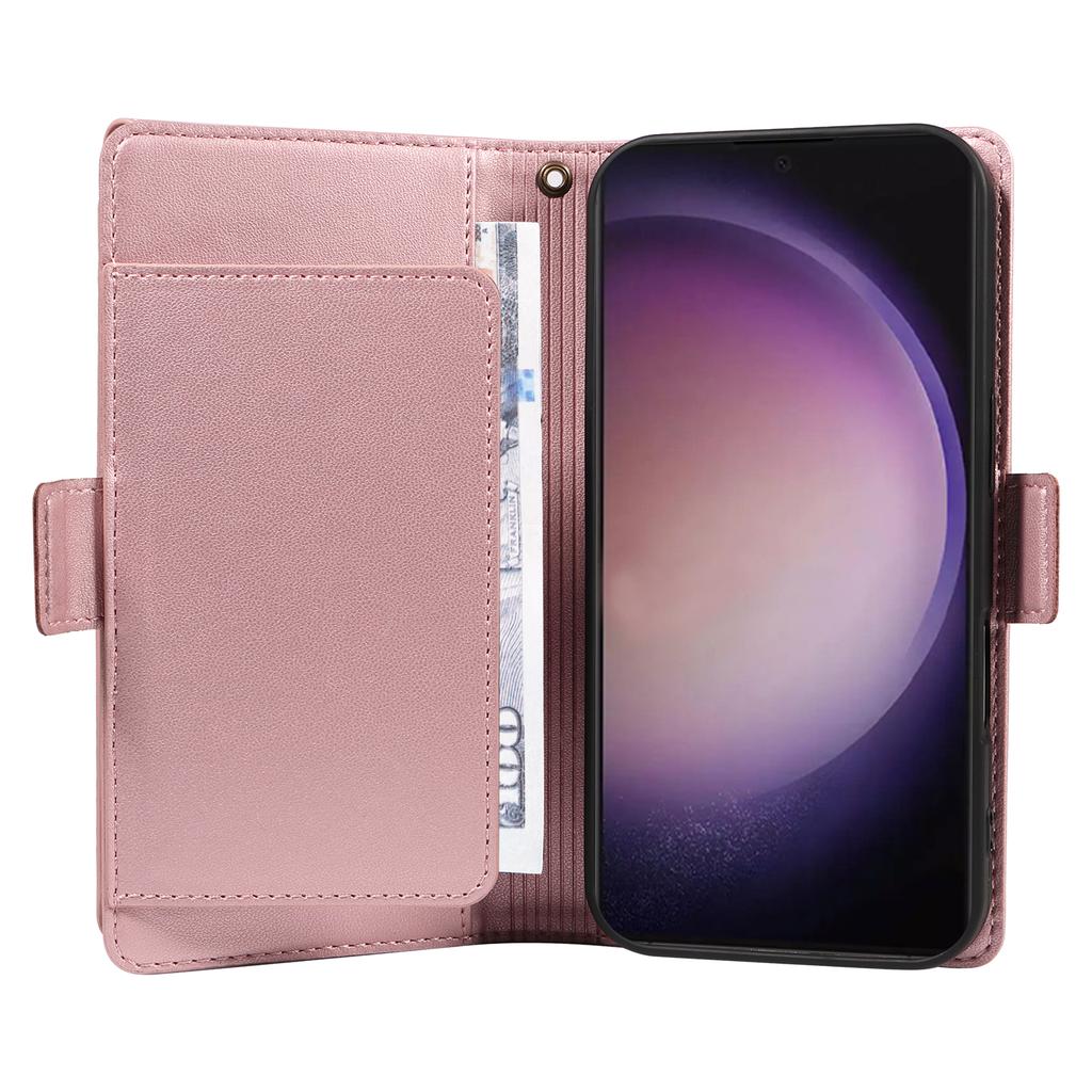 For Samsung Galaxy S24 Ultra Case with Multi-Card Holder and Strap PU Leather Phone Cover Stand