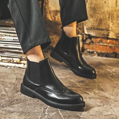 Botas Chelsea Masculinas Britânicas Botas Cigarette Cano Baixo Masculinas Brock Business Martin Botas Sapatos de Couro 85581-J
