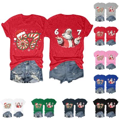 Women's Fashion Printed Round Neck Short Sleeve T-Shirt Pullover Top
