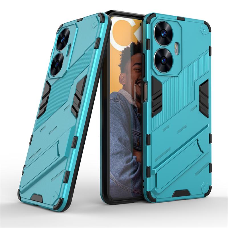 Для OPPO Realme C55 чехол Realme C55 Capas противоударный защитный чехол для телефона бампер подставка держатель чехол Realme C 55 C55 Fundas For Realme C55 синий