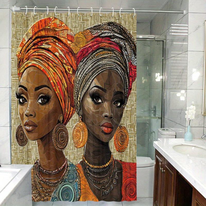 Vibrant African-Themed Shower Curtain: Water-Resistant, Non-Woven Fabric, Machine Washable, Ideal For Home And Hotel Bathrooms.