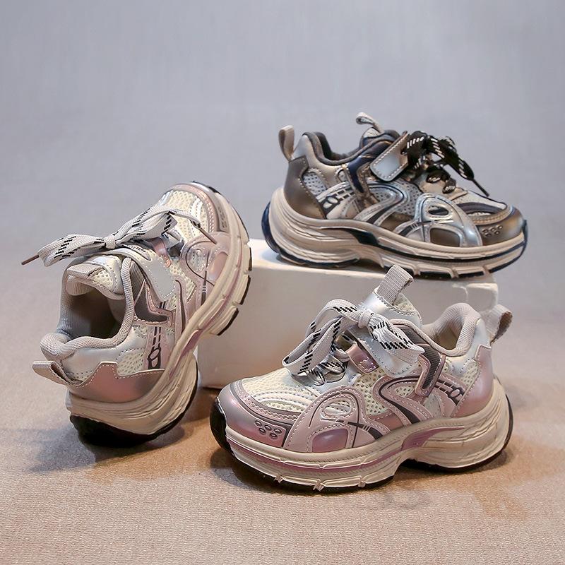 Children's sports shoes 2025 spring new girls fashion dad shoes fashion soft sole middle and older girls running shoes