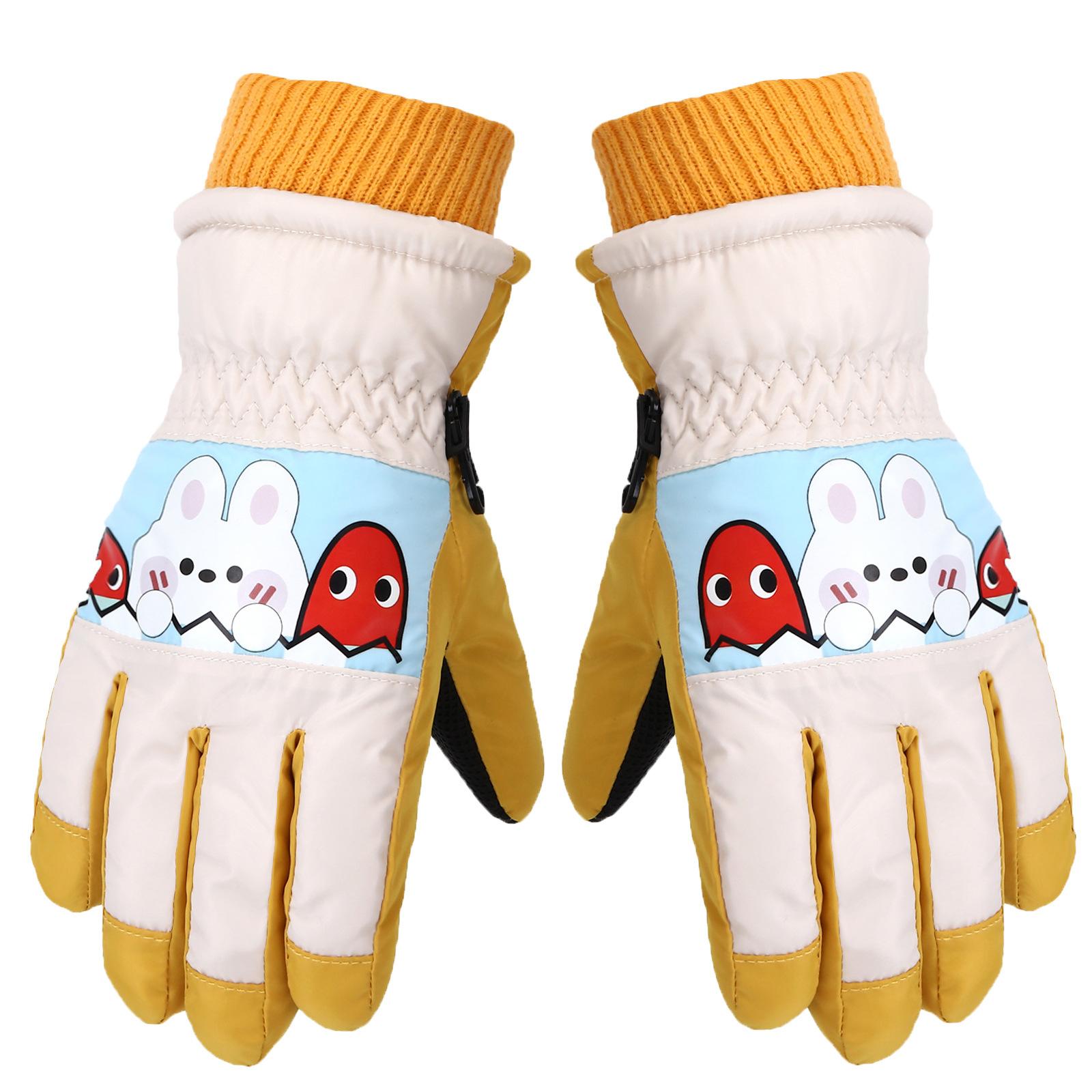 

Children s Ski Gloves Cartoon Cute Winter Outdoor Skiing Cycling Warm And Wear Resistant One Size жёлтый