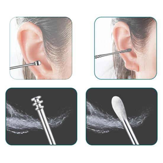 5Pcs Stainless Steel Spiral Spring Ear Picks Spoon Wax Removal Cleaner with Box