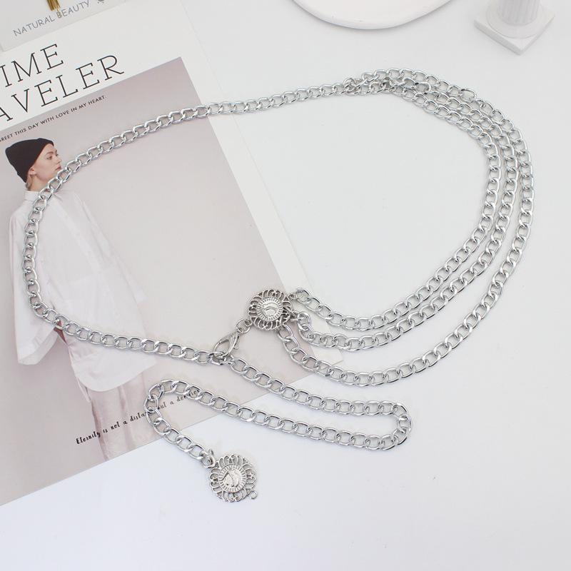 Metal waist chain, women's dress, ins style popular decorative chain, adjustable waist belt