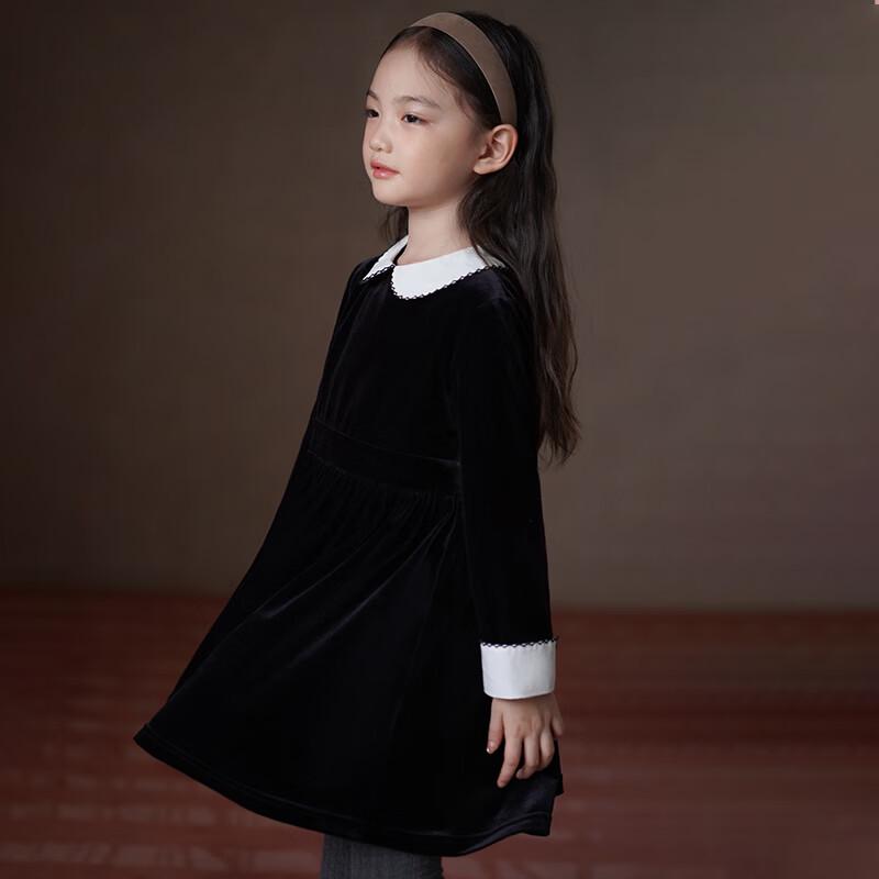 Hacikis Girls' Velvet School Style Party Dress