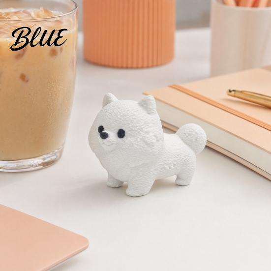 Fluffy Dog Figurine 3D Printing Ornament, White Matte Texture Figurine, Durable Printed Ornament Mini Size Statue, for Home Office Desk Decoration