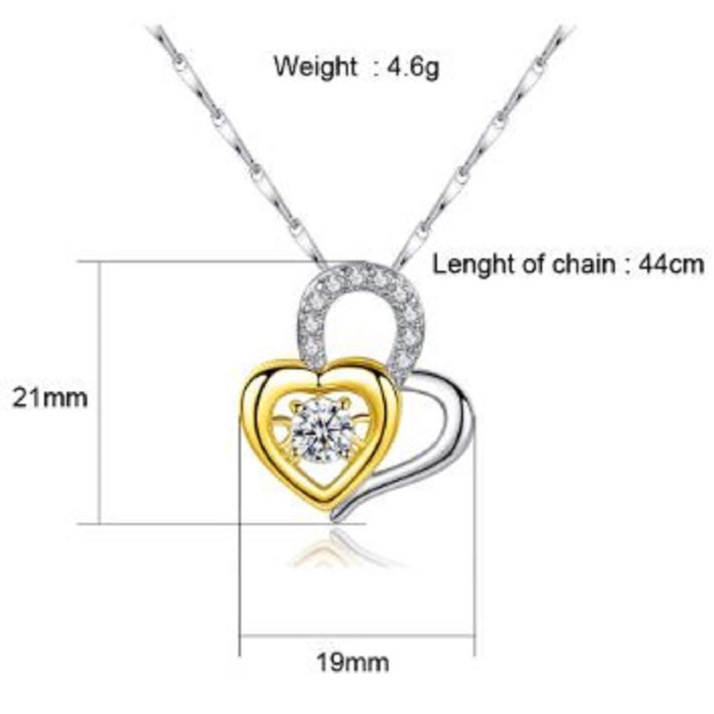 [Christmas Fair] Lovamor Women's Necklace, Dangle Diamond Heart, GoldSilver (Gold)