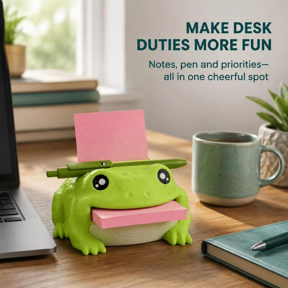 Cute Frog Shape Frog Desk Organizer Matte Finish Memo Holder Durable Pen Rest Slot Desk Decor