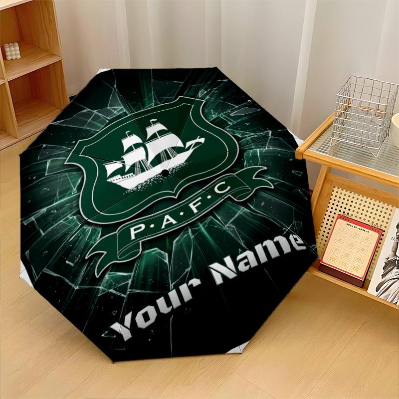 Plymouth Argyle FC Automatic 3‑Fold Umbrella 8‑Rib Windproof Folding Umbrella Sun Rain Protection For Outdoor Travel Daily Use