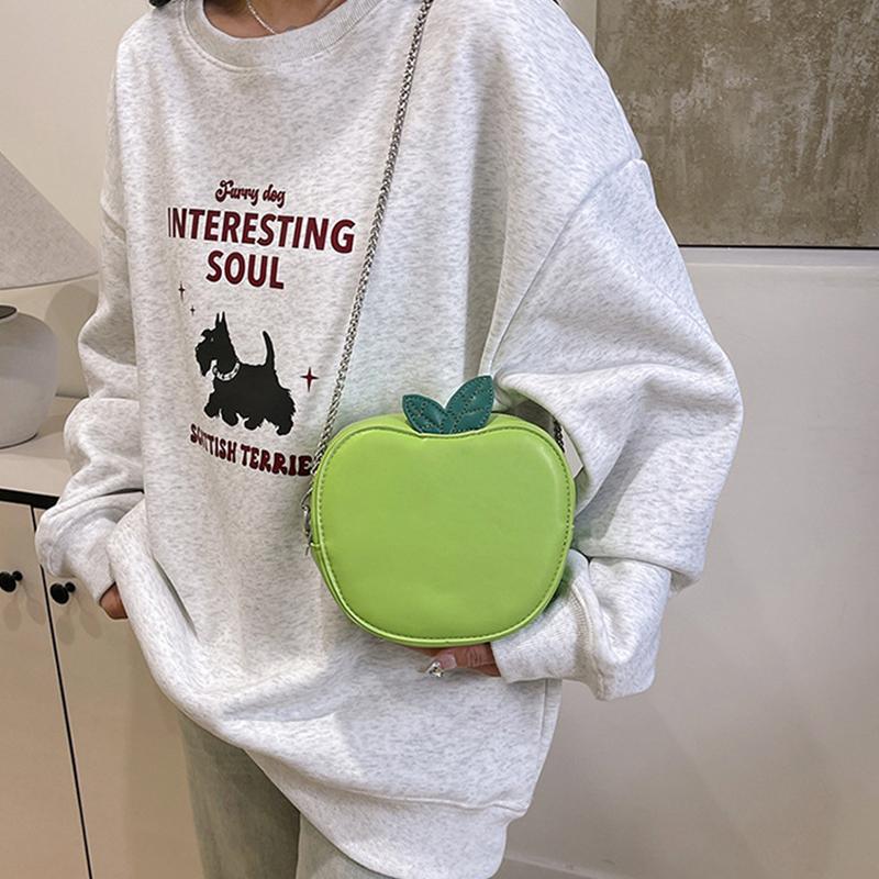 Girl Crossbody Bag Cute Apple PU Personality Women Shoulder Bag Simple Small Satchel Cartoon Shaped Coin Purse CLE