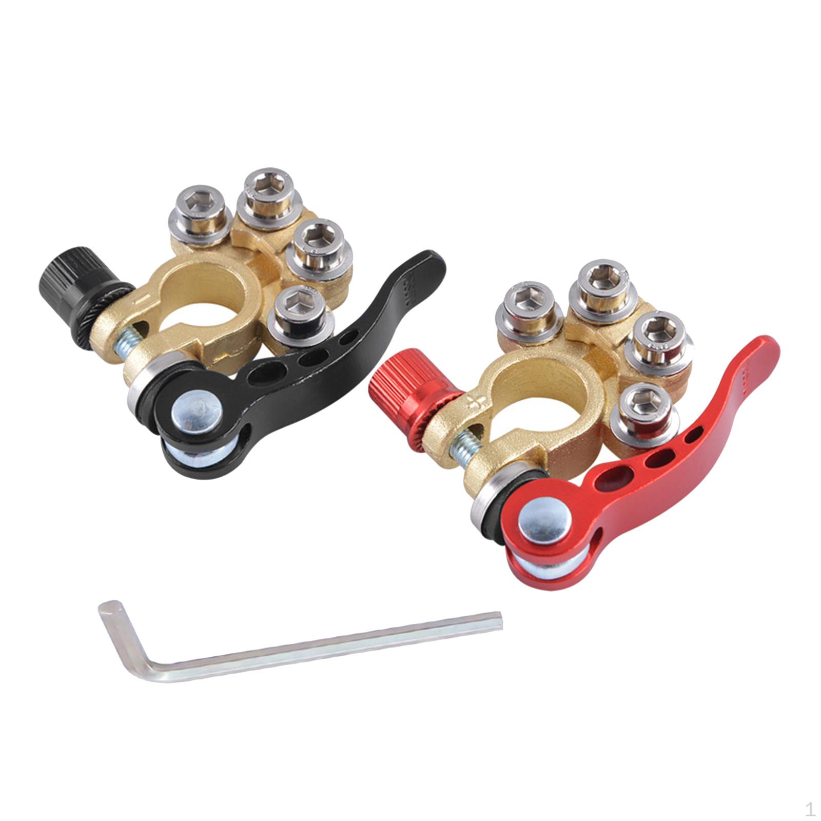 

1 Pair of Brass Battery Clamps Connector Clamps, Pole Clamp Set Above for Ship Camper