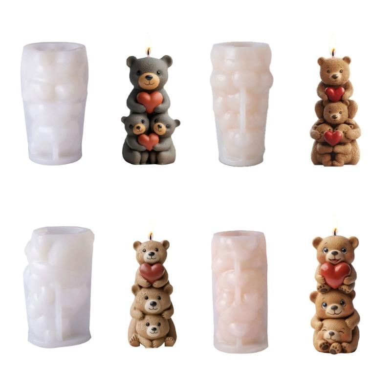 Stackable Bear Silicone Mould For Household Candle Soap Plasters Craft Family Projects Reusable