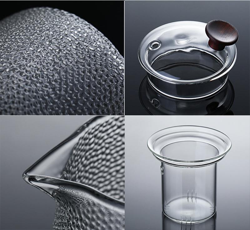 Heat-resistant glass teapot side handle cooking tea pot 750ml high borosilicate glass tea cooker wooden handle teapot tea set