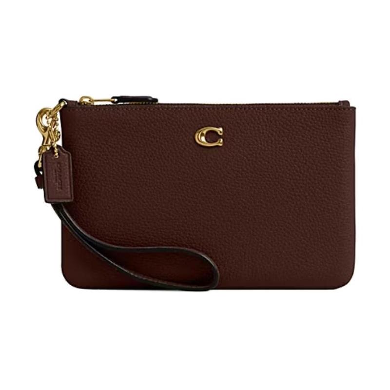 

COACH Essential 19 Brand Logo Leather Clutch Small Women s Dark Brown коричневый