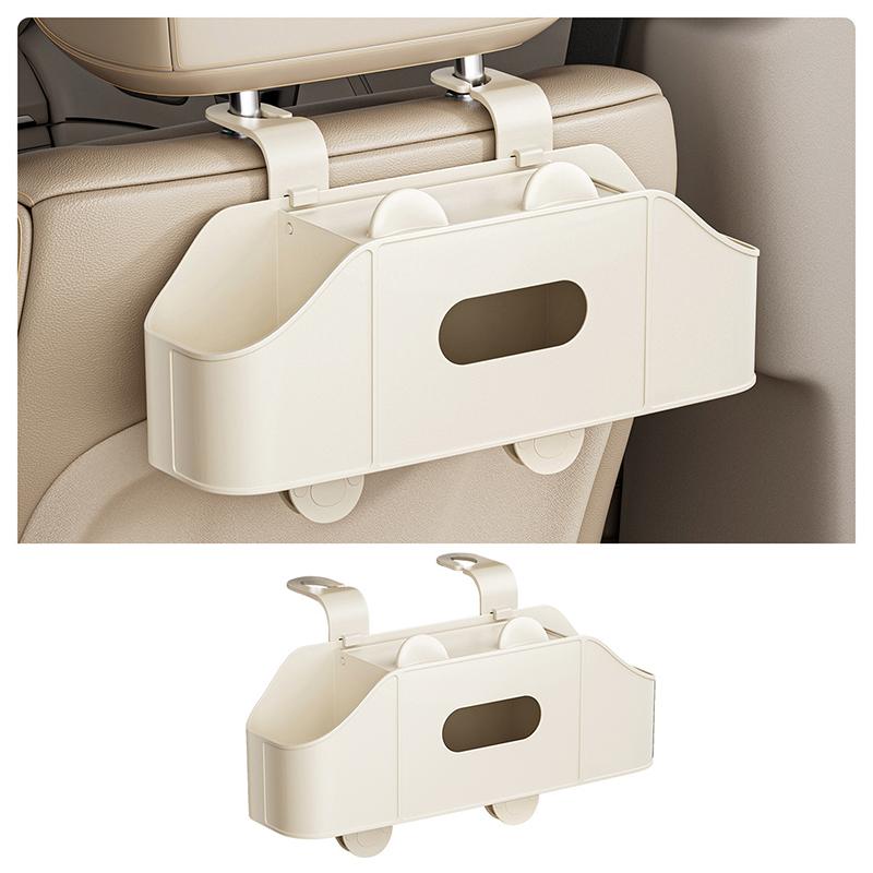 Multifunctional Car Back Seat Storage Organizer Scratch-Resistant Tissue Box With 2 Cup Holders Universal Stowing Space Tidying